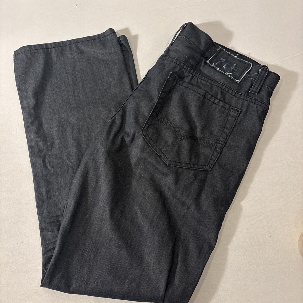 Helix Slim Boot Cyber Grunge Dark Blue Wash Jeans Men's Size 36x30 Y2K Whiskered